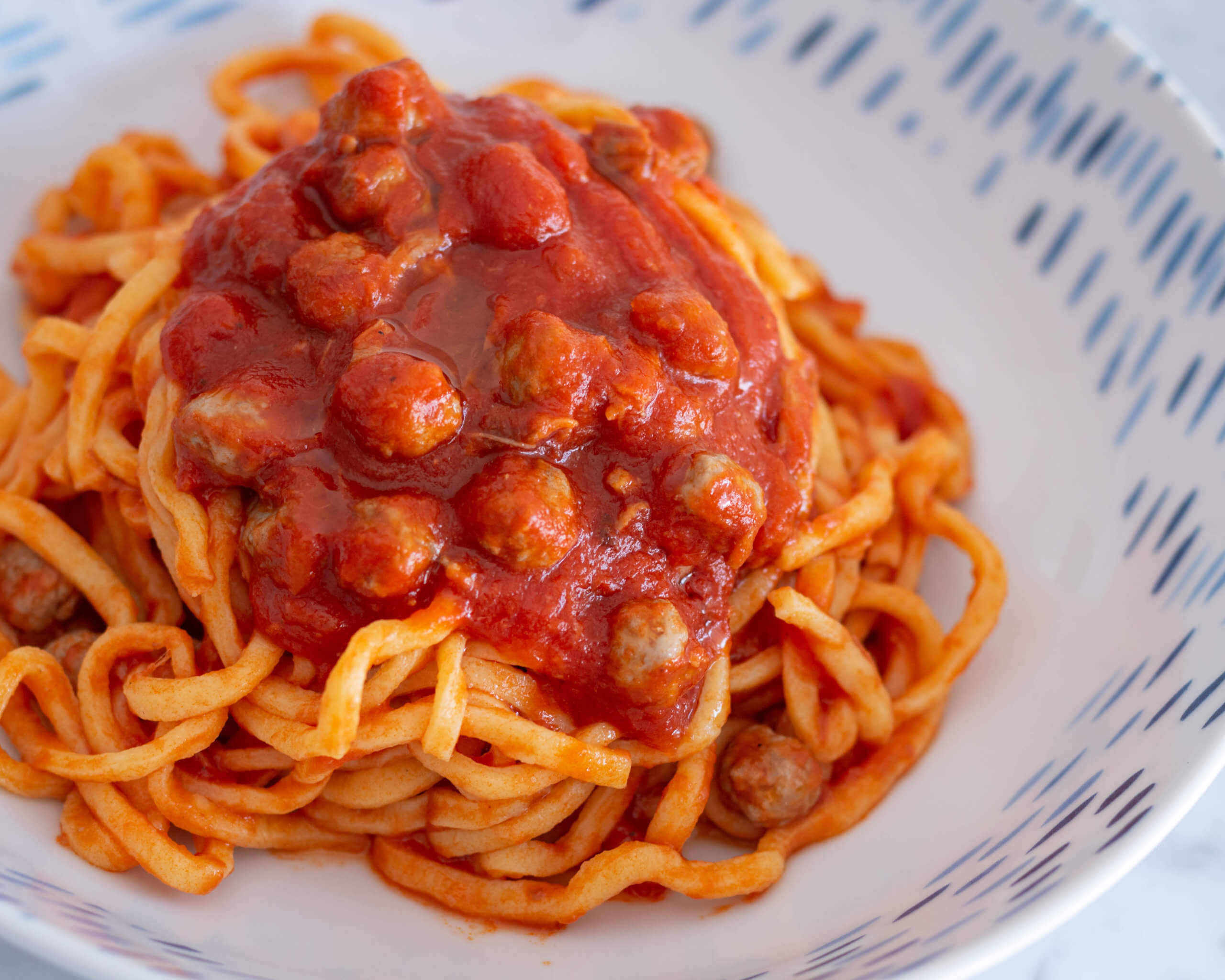 Spaghetti alla Chitarra with Tiny Meatballs – Tina's Table